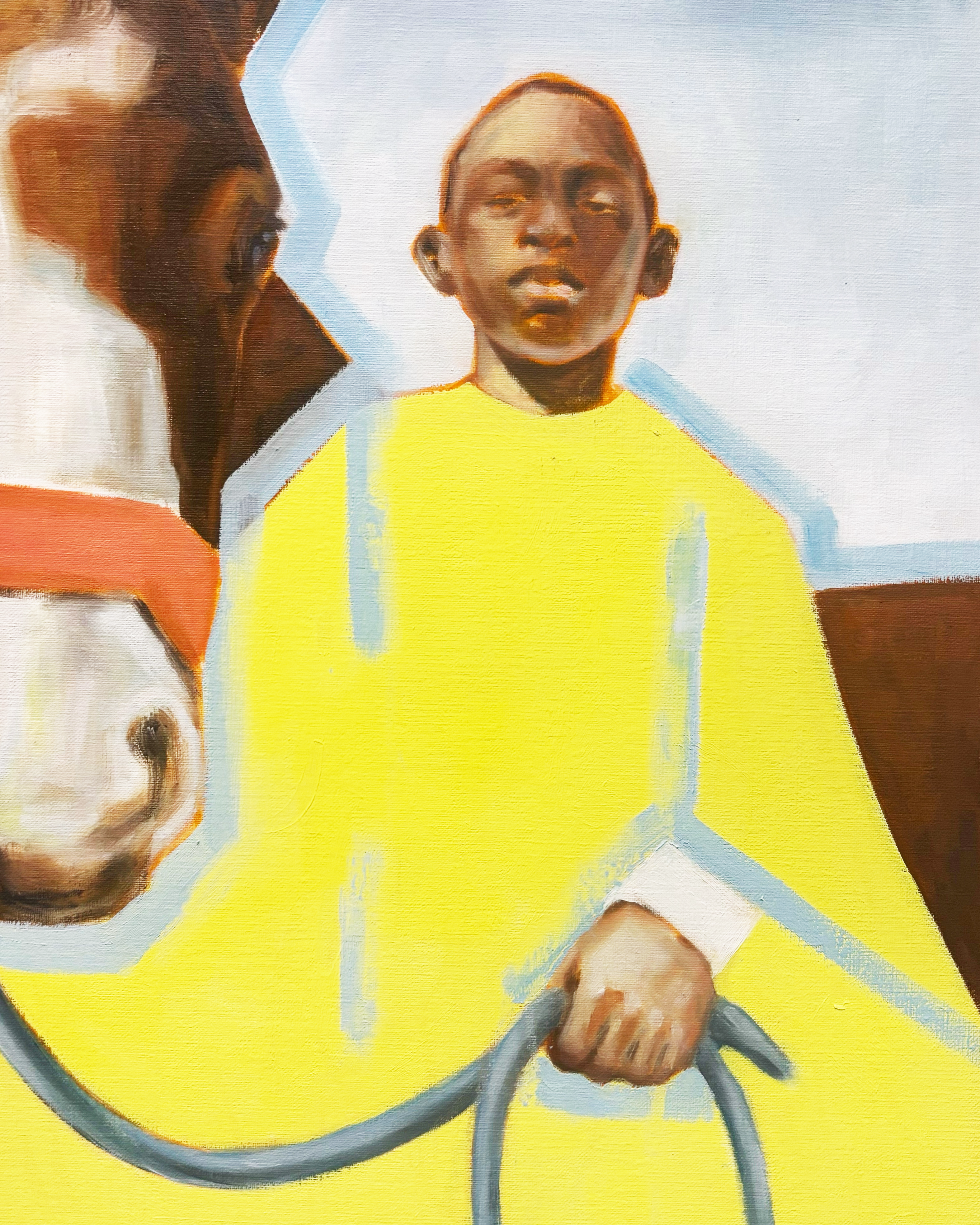 Oil painting of a boy and a horse, by Paloma Ahuja Cue